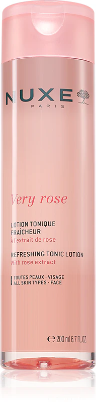 Loção Tônica Refrescante Nuxe Very Rose para todos os tipos de pele.