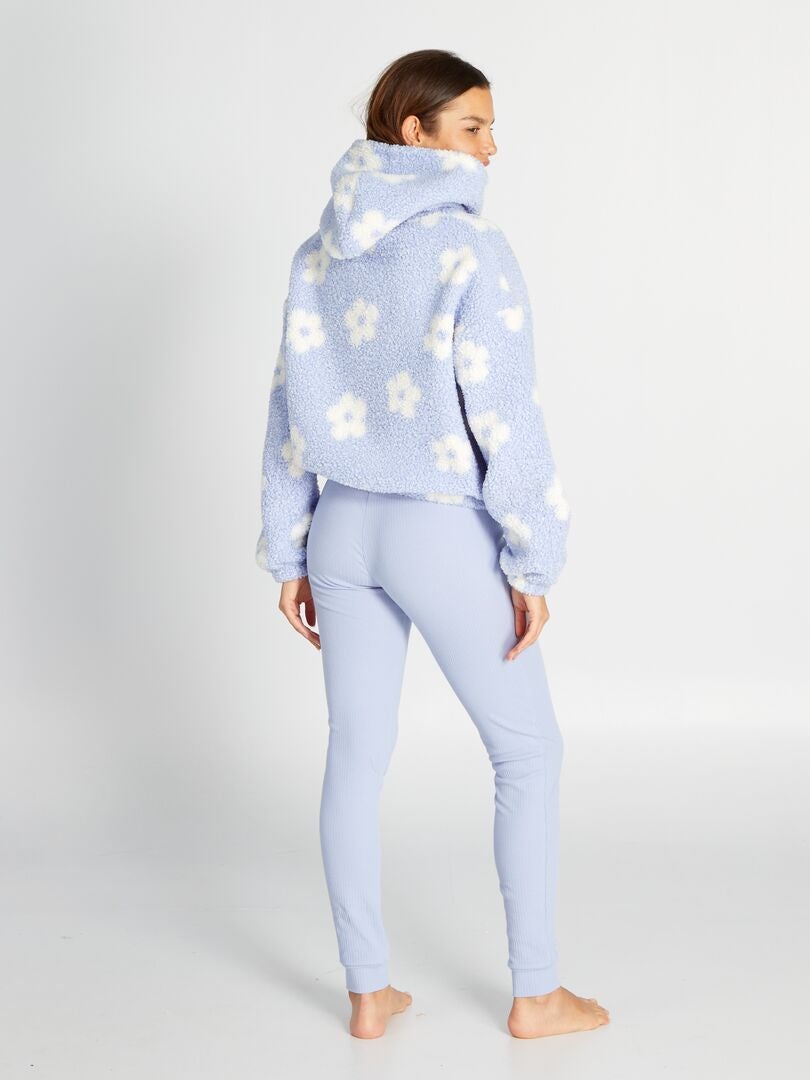 2-delige pyjamaset met capuchon en broek - BLAUW