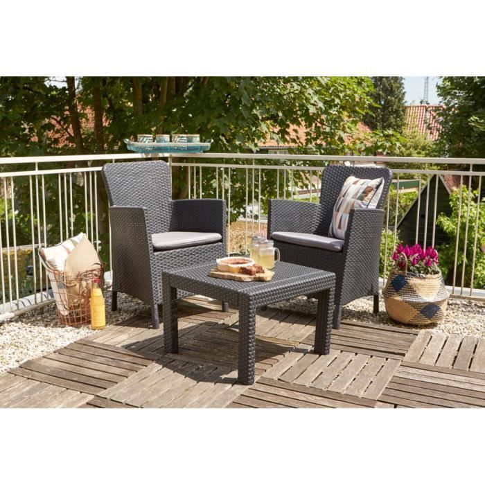 Conjunto de móveis para exterior Allibert Salvador Graphite, 3 peças, 221307