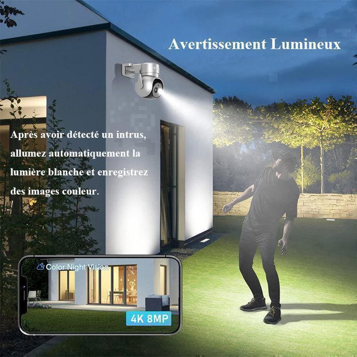 Ctronics 4K 8MP PTZ WiFi Surveillance Camera 2.4/5GHz, Human/Animal/Vehicle Detection and Auto Tracking, 30M Color Night Vision
