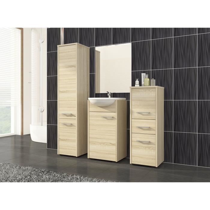 Colonne salle de bains AKORD FIN Chêne Sonoma 30 cm 2 portes façade Chêne Sonoma 5 étagères 30x30x140 cm