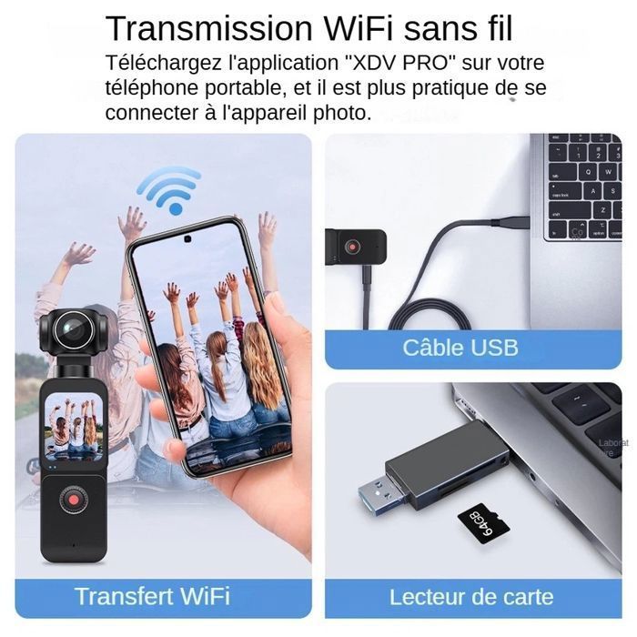 5K UHD Action Camera - Vlogging Video Camera - 270° Rotating Lens, 64GB - WiFi, 1.69