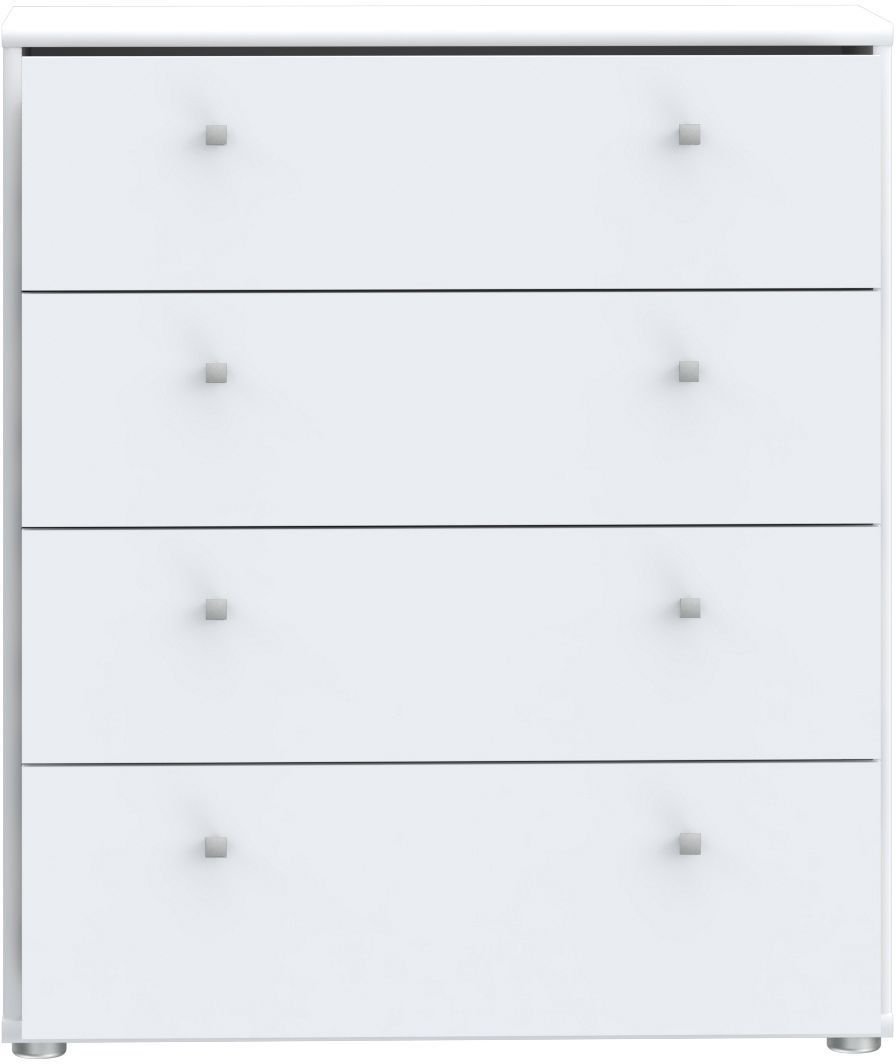 Commode TEMPRA 4 Tiroirs - Décor blanc – L 73,7 × P 34,8 × H 85,5 cm