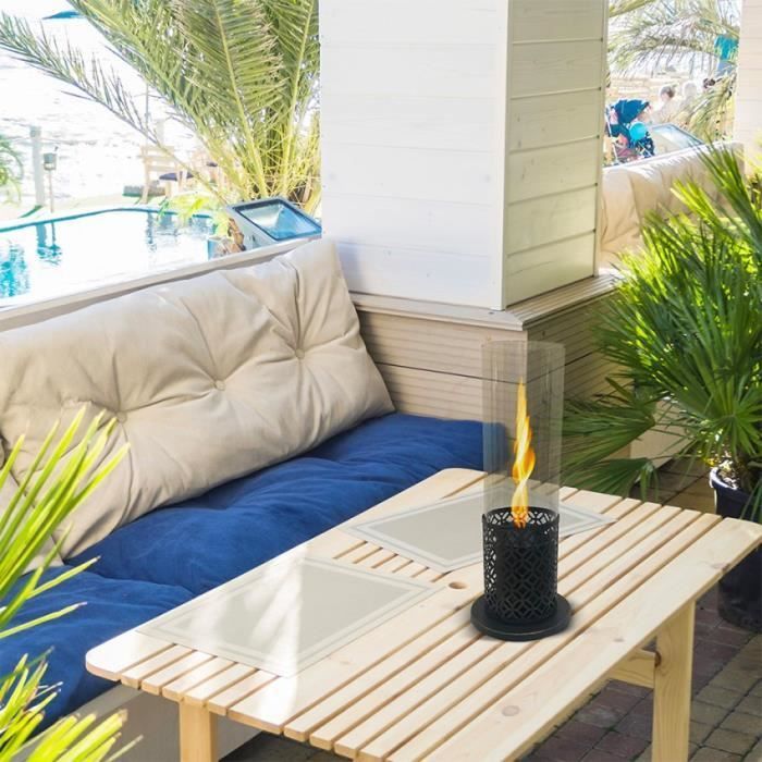 Chimenea de mesa Tolosa para interior y exterior con bioetanol y llama giratoria. - Negra