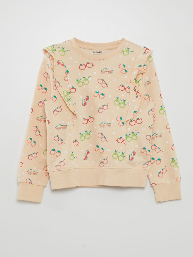 Blusa de moletom com babados - BEGE