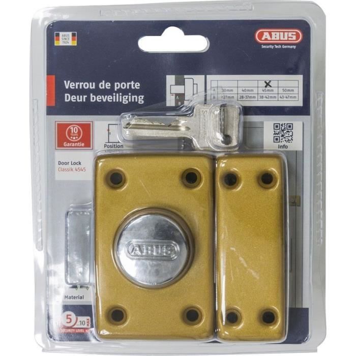 Verrou - ABUS - CLK CB 45 B EK - Coffre, gâche et pêne en acier - Cylindre en laiton - Finition avec visserie