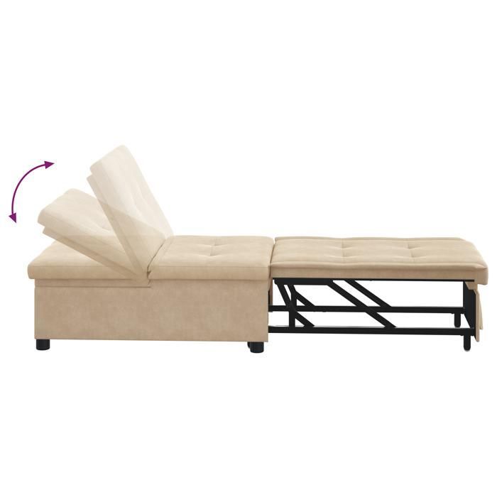 624739 & Sofá cama 3 en 1, diván, convertible, tela color crema