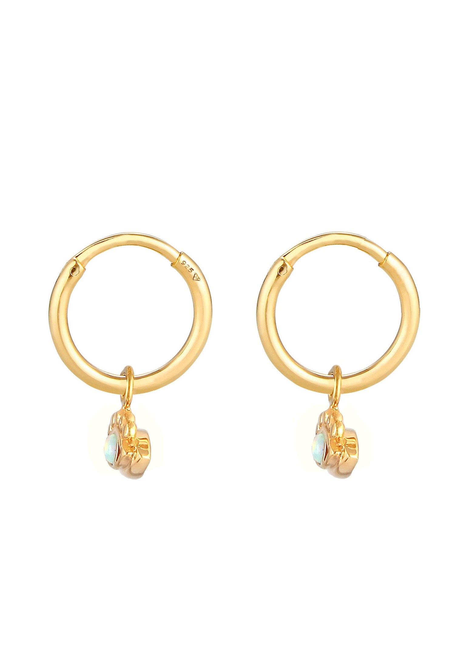 Elli Créoles pour Femmes Evil Eye avec opale synthétique en argent 925 plaqué or