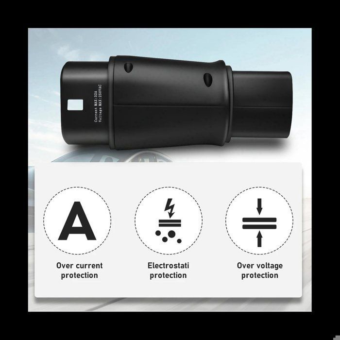 Adaptador EV de 32 A a adaptador EVSE tipo 2 para coches eléctricos, cargador de vehículos de 250 V, conector de carga monofásico