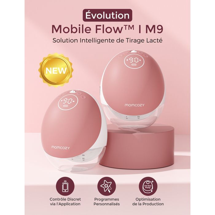 Bomba tira-leite elétrica Momcozy Mobile Flow com mãos livres, controle discreto por aplicativo, M9 24mm