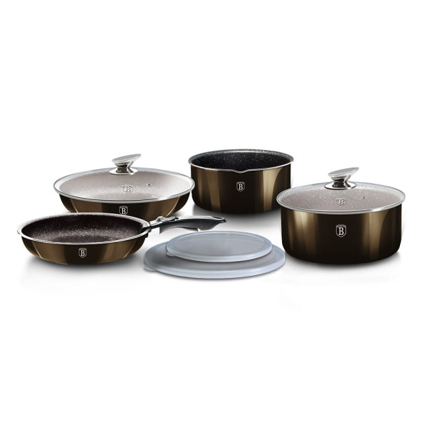 Komplet garnków 9-ele zestaw garnki Click & Cook BERLINGER HAUS Shiny Black
