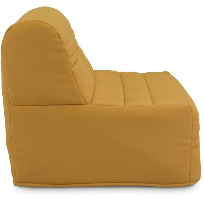 Sofá cama JOE BZ - Tapizado amarillo ocre - 3 plazas - Ancho 143 x Profundidad 97 cm - Superficie para dormir 140 x 190 cm