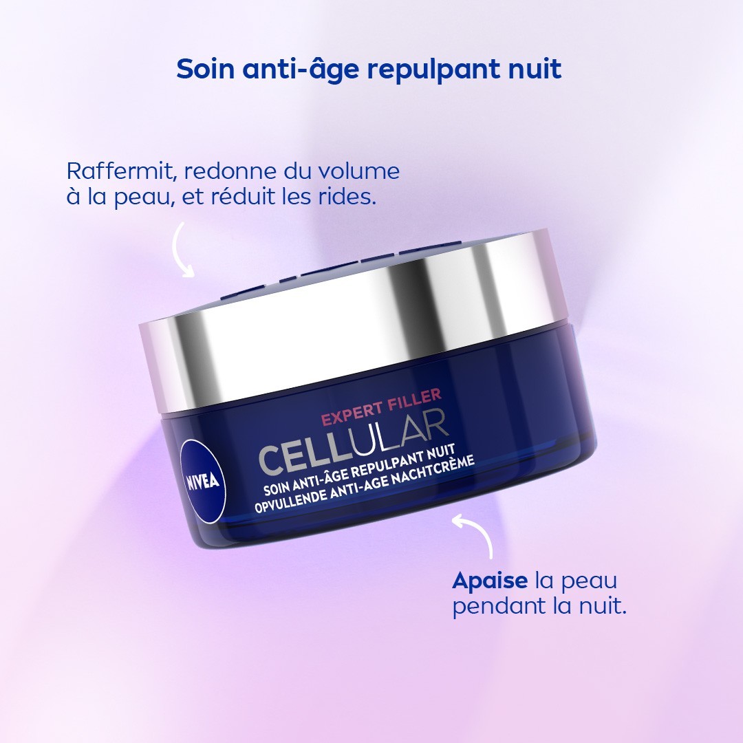 NIVEA Soin de Nuit Repulpant anti-rides et anti-âge à l'Acide Hyaluronique et Acide Folique