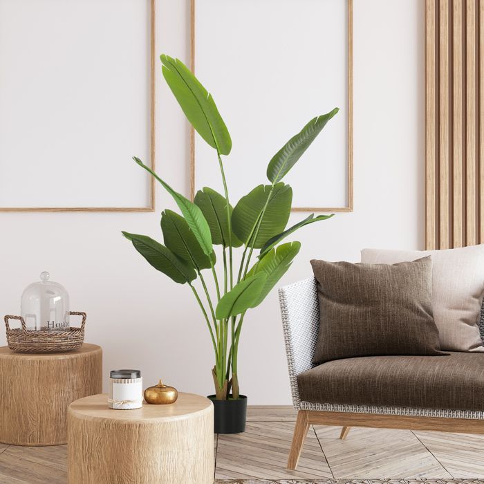 Planta artificial de interior - HOMCOM - 160 cm - maceta de plástico y tierra flocada - verde