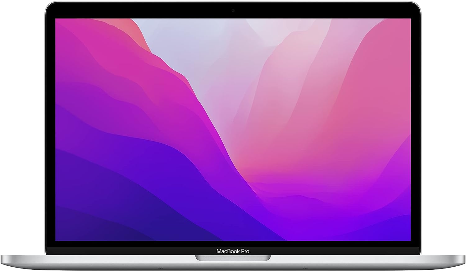 Apple MacBook Pro -kannettava vuodelta 2022 M2-sirulla: 13 tuuman Retina-näyttö, 8 Gt RAM-muistia, 512 Gt ​​​​​​​SSD ​​​​​​​-tallennustilaa, Touch Bar, taustavalaistu näppäimistö, FaceTime HD -kamera. Toimii iPhonen ja iPadin kanssa; hopea