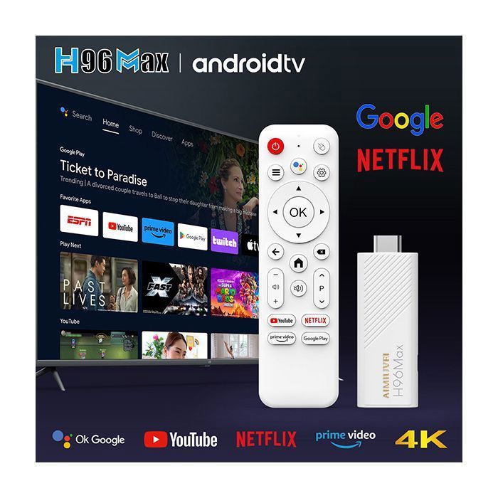 AIMIUVEI Android TV Streaming Box - 4K UHD - HDMI Stick - Asistente de Google integrado - Dolby Atmos