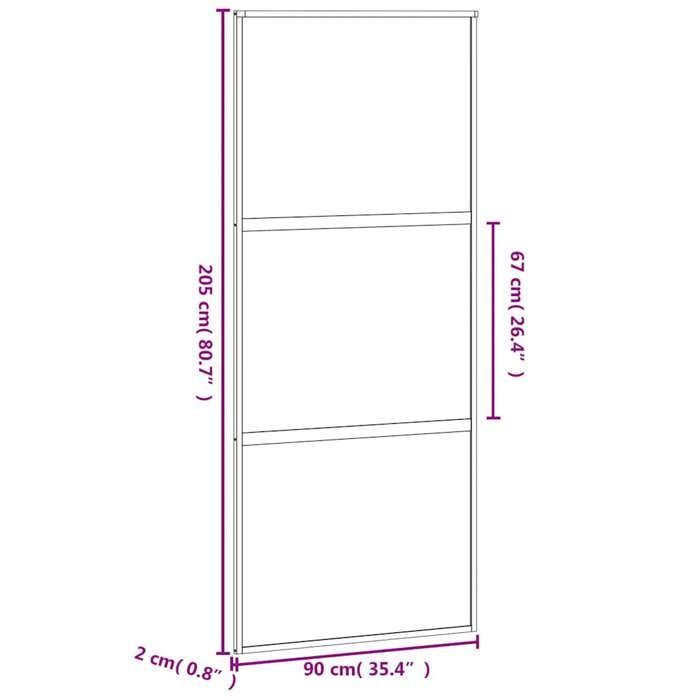 vidaXL Sliding Door Black 90x205 cm Tempered Glass Aluminum 155202
