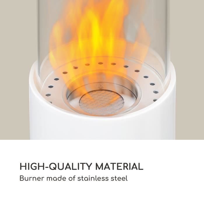 Cheminée à l'éthanol - Blumfeldt Fiamme Pila - brûleur en acier inoxydable-  0,5 litre - 4-5 h de combustion - Blanc