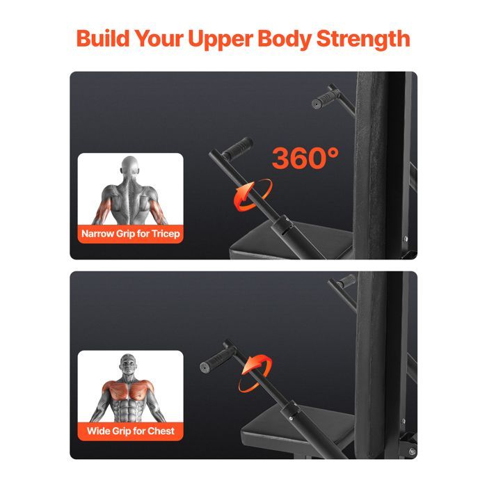 Máquina de entrenamiento con pesas - DUOKU - HM2907 - Capacidad de 204 kg - Fondos, tríceps, bíceps - Negra
