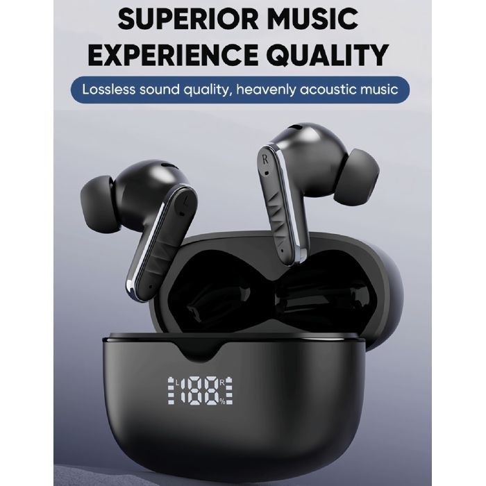 Auricolari wireless Bluetooth 5.4, impermeabili IPX5, con cancellazione del rumore - Neri