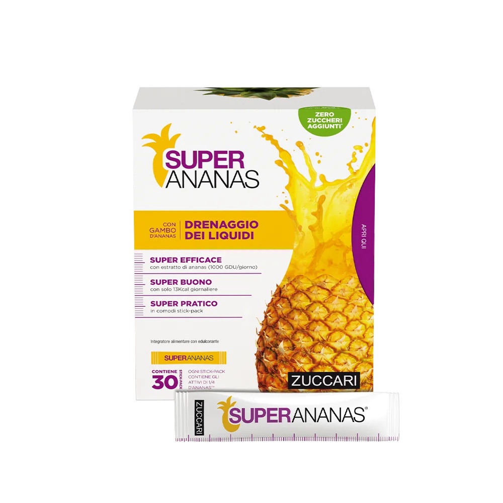 ZUCCARI Super Ananas 30 zakjes van 10 ml. Voedingssupplement op basis van ananas.