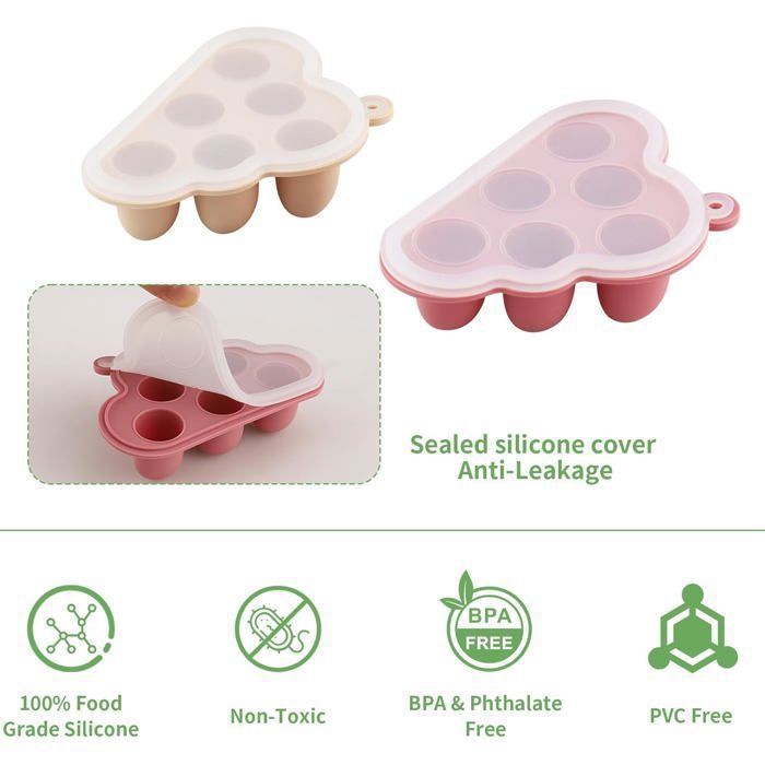 Recipientes de silicona para almacenar comida para bebés, 4 recipientes con tapa para la introducción de alimentos sólidos, almacenamiento de leche materna, YYV