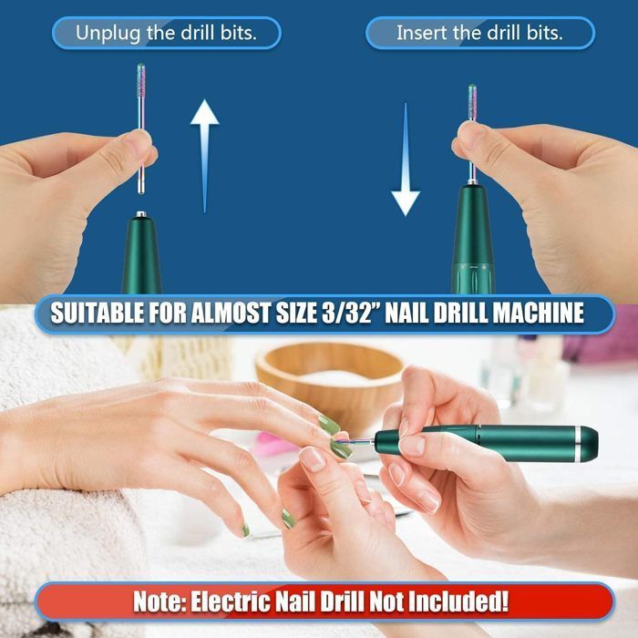 Lot de 19 Forets à Ongles électriques - Embout Ponceuse Ongles - pour la manucure, les outils de pédicure, les outils de nail art