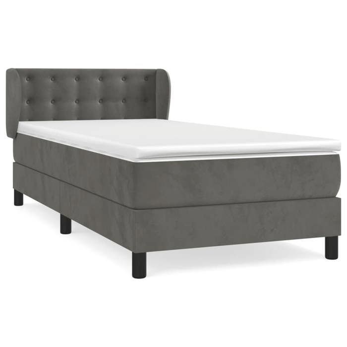 Rete a doghe e materasso - Maison Exclusive - Velluto grigio scuro - 90x200 cm - Massimo relax