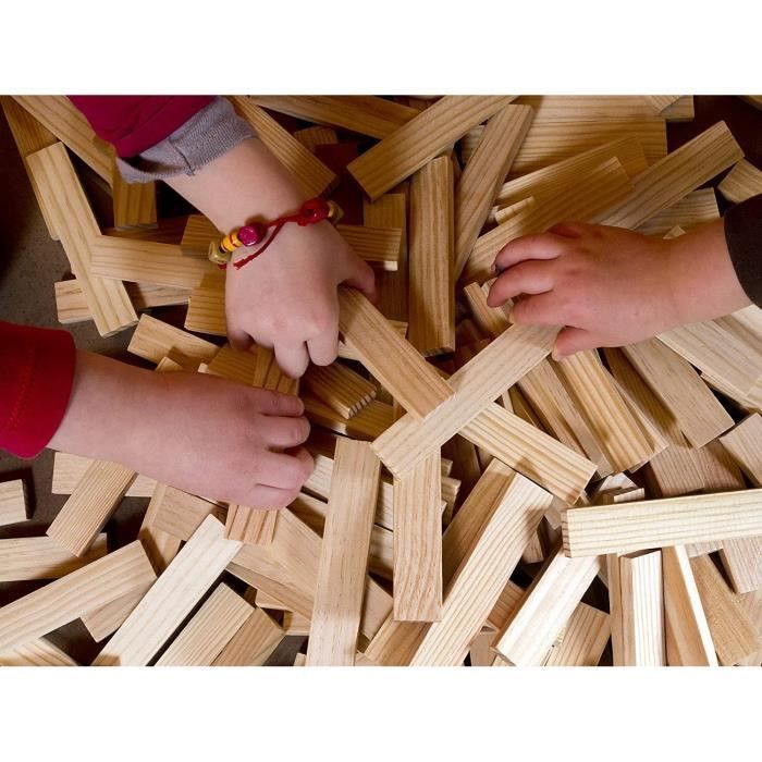 Jeu de construction - Baril de 200 planchettes en bois - JOUECABOIS - Fabriqué en France par Mecabois