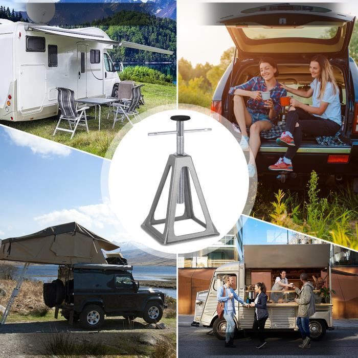 Juego de 4 soportes de eje de aluminio Cartrend de LILIIN para caravanas, capacidad de 1000 kg por soporte, altura ajustable.