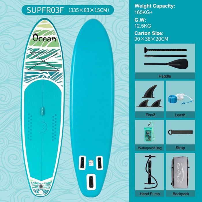 Tavola da SUP gonfiabile FunWater Stand Up, tavola da SUP antiscivolo, tavola da SUP per sport acquatici, tavola da surf, SUP