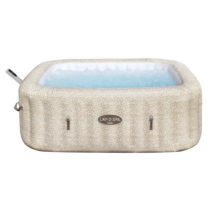 Spa hinchable BESTWAY - Lay-Z-Spa Rome - 180 chorros de aire - 201 x 201 x 71 cm - De 5 a 7 plazas - Cuadrado (cubierta, cartucho, difusor)