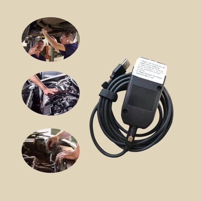 Cable de diagnóstico VCDS Hex V2 - Compatible con VW Audi Skoda Seat - Inglés + Francés - Negro