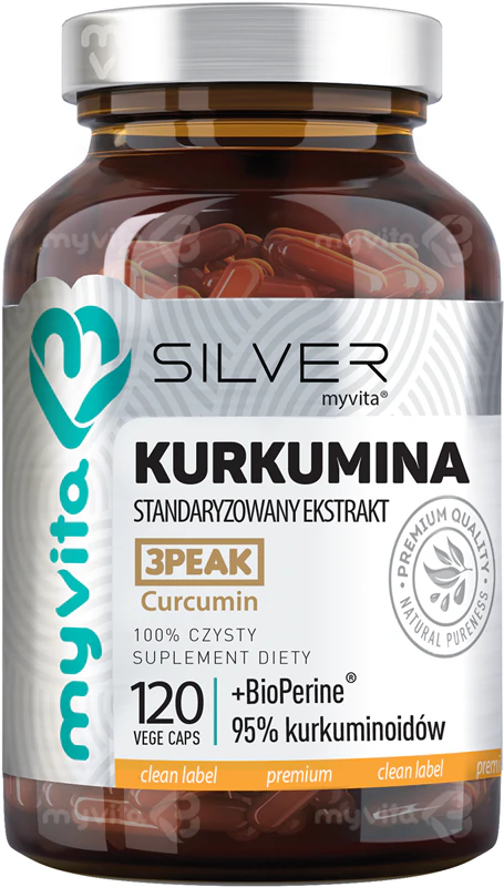 MyVita Silver Curcumin Standardisierter Extrakt Nahrungsergänzungsmittel-Kapseln für Muskeln, Gelenke und Bänder