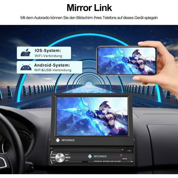 Radio para coche Android 13 1 Din de 7