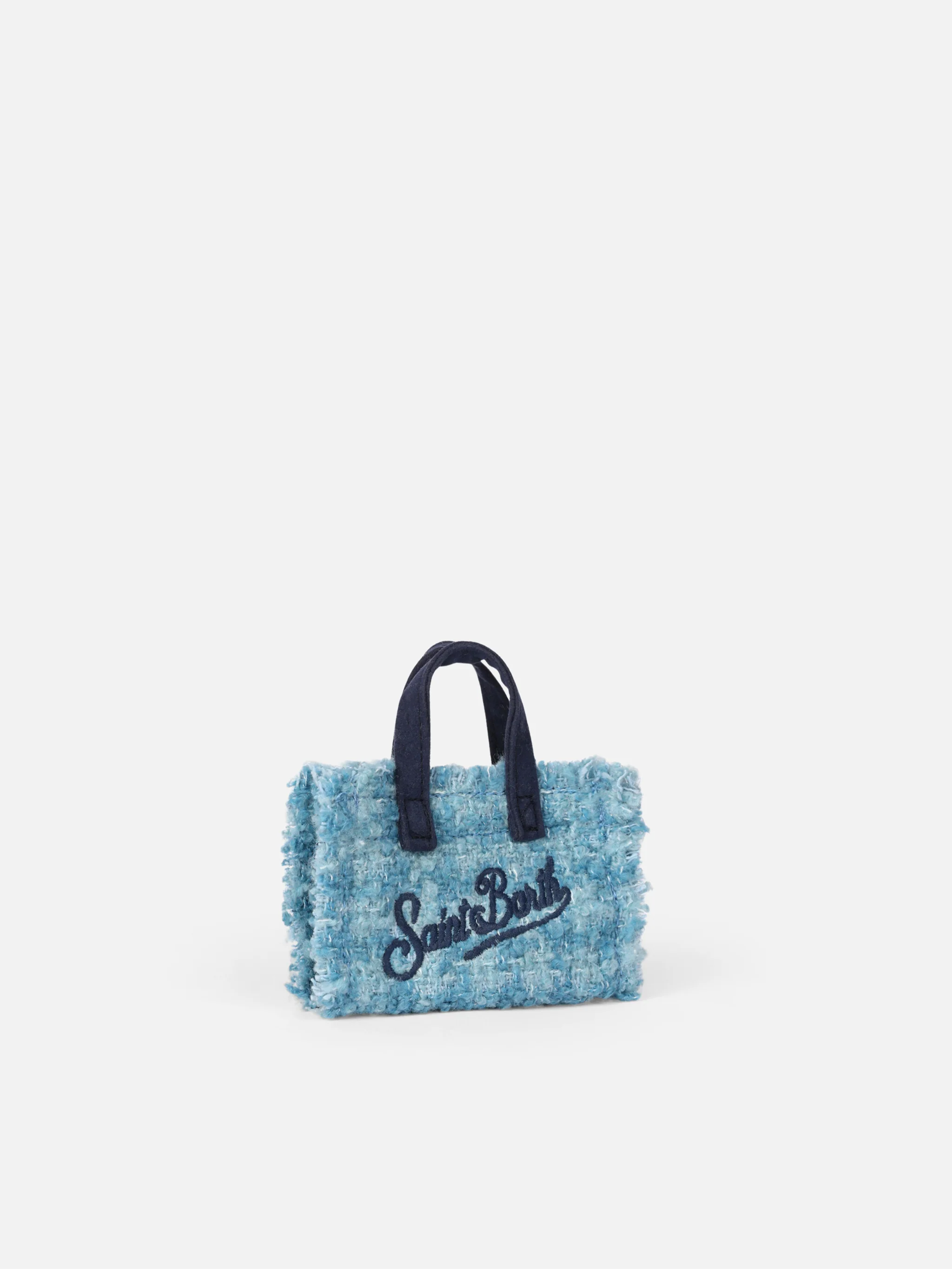 Lyseblå tweednøglering med logobroderi
