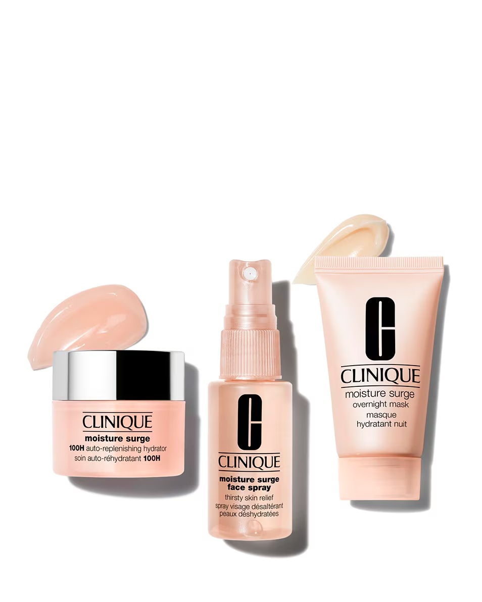 RECHIZITE ȘCOLARE CLINIQUE SKIN: SET CADOU ESENȚIALE PENTRU O TEN STRĂLUCITOR - ÎNGRIJIRE HIDRATANTĂ - FORMAT DE CĂLĂTORIE