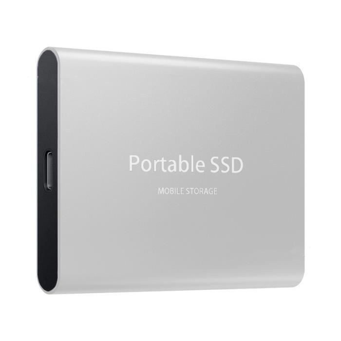 2 TB tragbare Mini-SSD-Festplatte, silberfarben, mit OTG-Funktion und Schutzhülle/Tasche