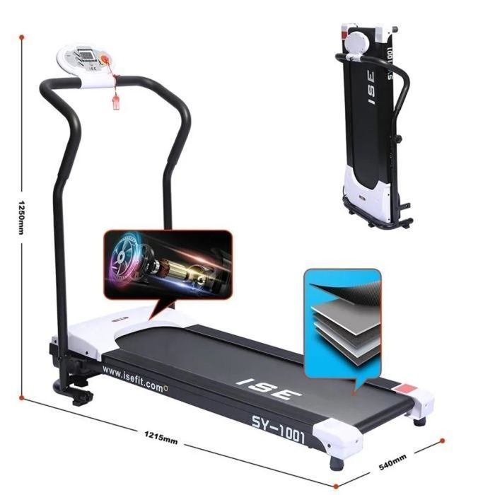 ISE Tapis de Course pliable - Electrique motorisé 10 Km/h - 0.75HP,750 W-Compact,silencieux-4 Programmes,Roues de Transport