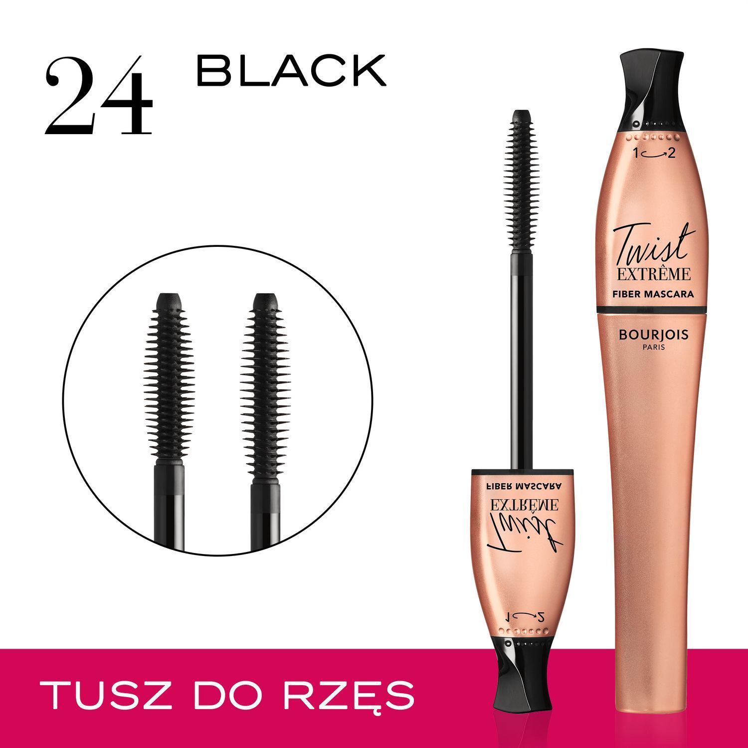 Twist Extrême Fiber Mascara, verlängernde Wimperntusche, Nr. 24 Schwarz,