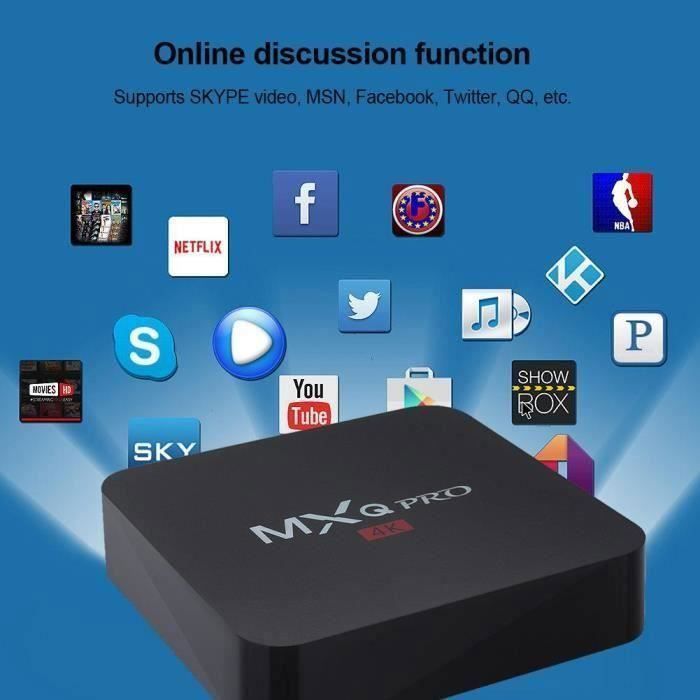 Smart TV Box WIFI TV Box Set-Top Box Lecteur multimédia HDMI pour MXQ-PRO-H3-1 + 8G 110-240V (prise UE) My16852