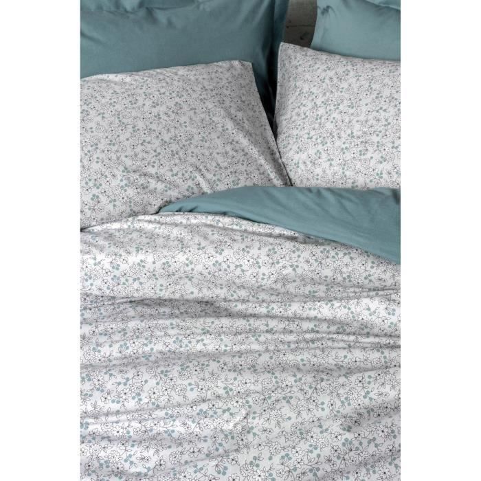 Bettwäsche-Set – 1 Bettbezug 220 x 240 cm + 2 Kissenbezüge 60 x 60 cm – 100 % verstärkte Baumwolle – Mint