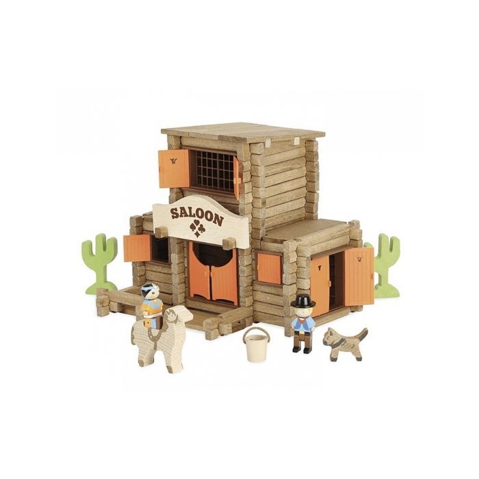 JEUJURA - Far West - Saloon - Jeu de construction en bois - 170 pièces