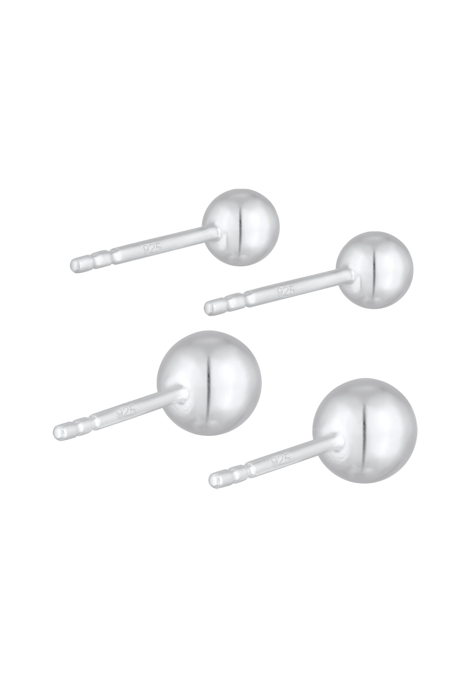 Elli Femmes Clous d'oreilles Boule Basique set de 2 en Argent Sterling 925