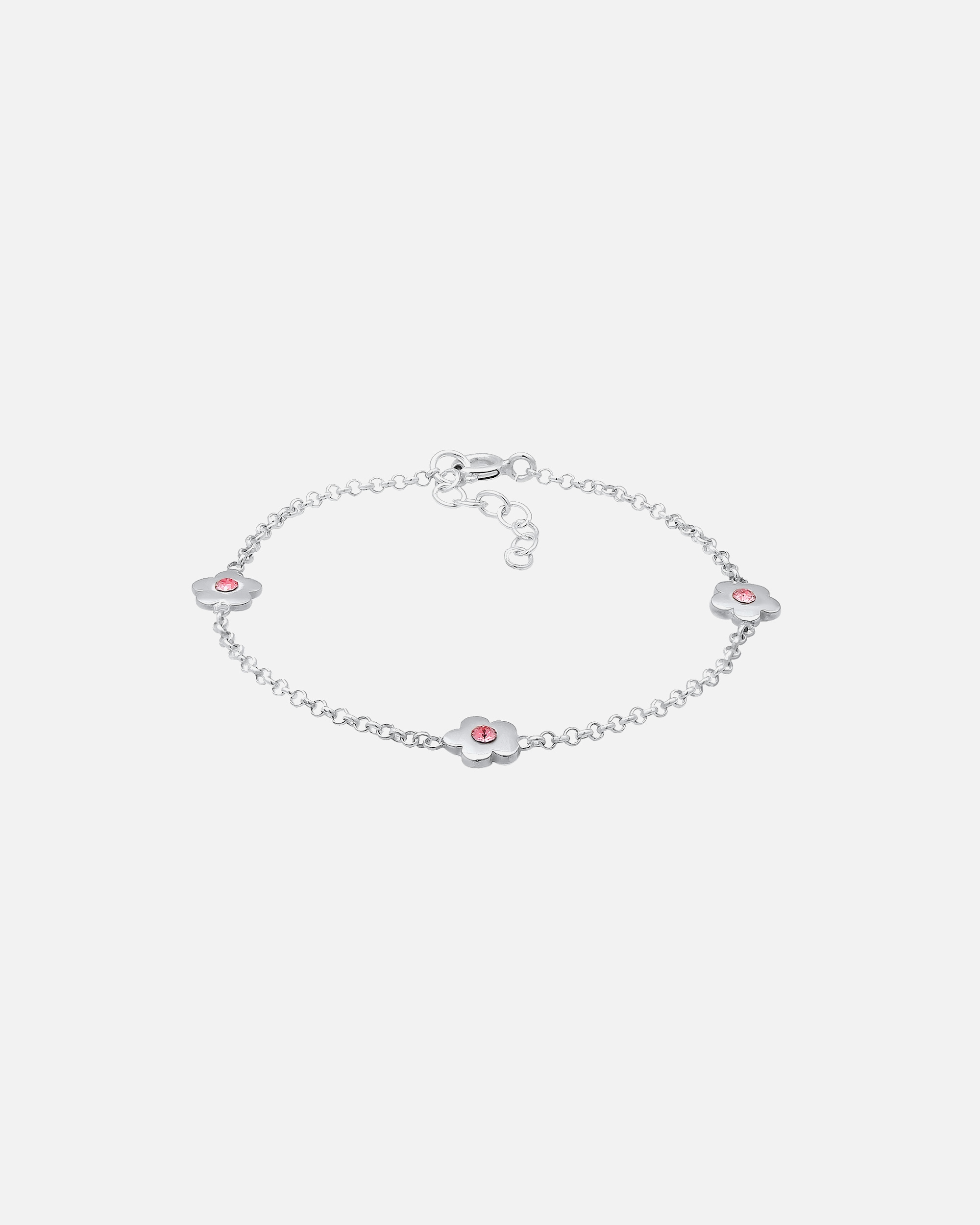 Elli Enfants Fleurs Filigrane avec Cristaux Rose en Argent Sterling 925
