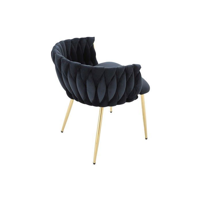 Lot de 6 chaises avec accoudoirs en velours et métal doré - Noir - ELEGANO