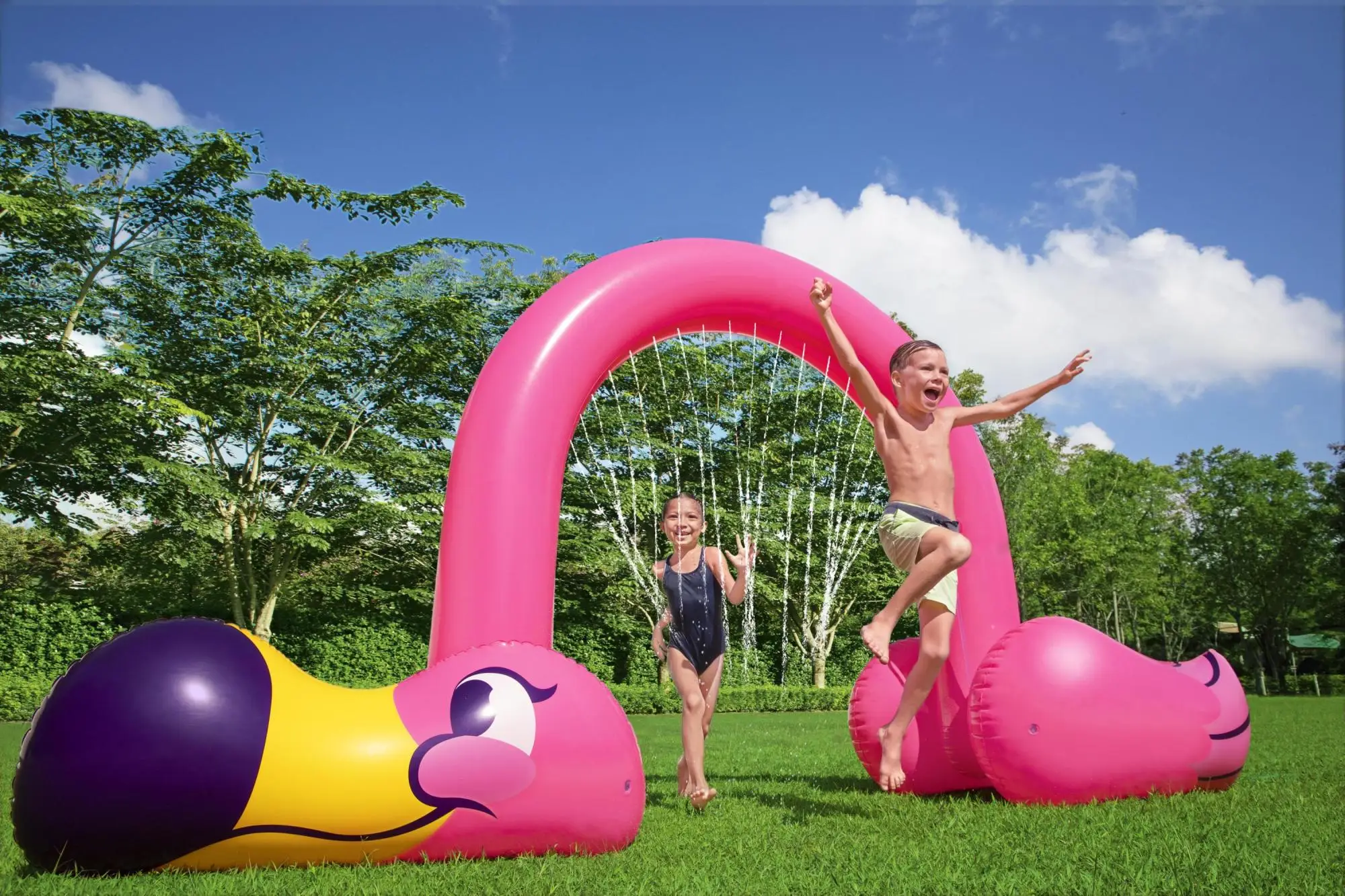 H2OGO! Jumbo Pink Flamingo -puhallettava lasten sprinklerikaari