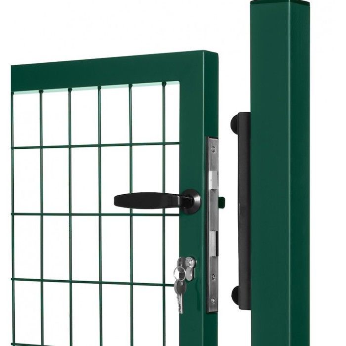 Portão de malha de aço galvanizado, malha de 100 x 50 mm, 1,20 m x 1,50 m, verde.