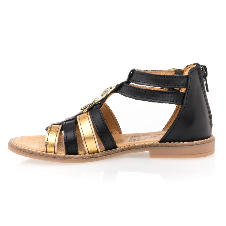  Sandalias negras para niñas / Zapatos de punta abierta