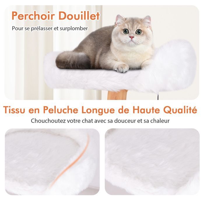 COSTWAY Arbre à Chat Multi-niveaux en Bois 168 CM, Perchoirs, Condo, Griffoirs en Jute, Corde en Sisal, Peluche, Balle Suspendue
